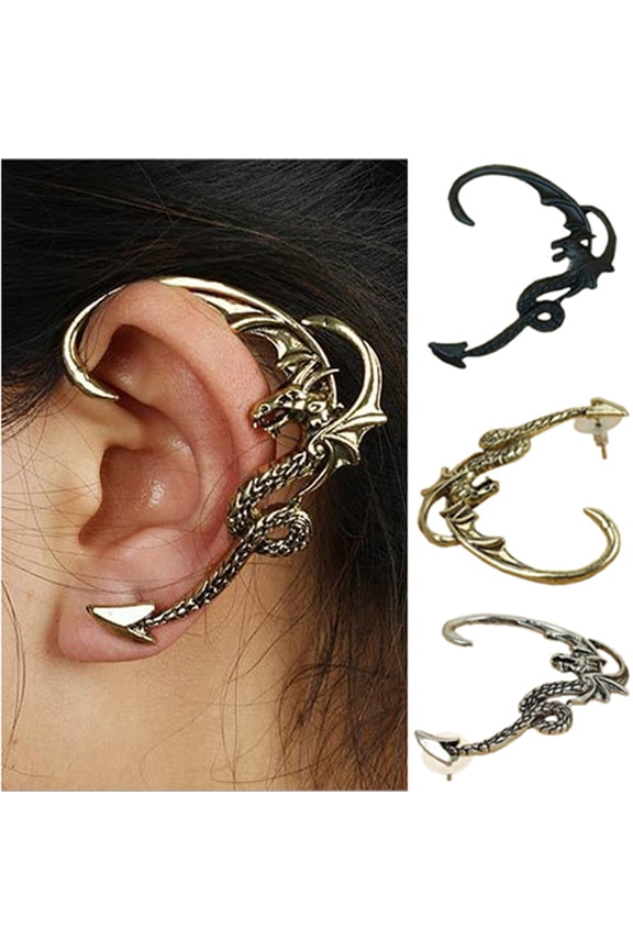 1Pc Ear Cuff Earring Vintage Fly Dragon Left Ear Clip for Club