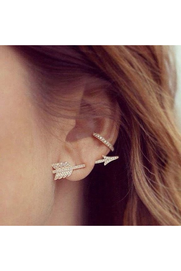 1Pc Ear Stud Bow Arrow Shape Stylish Alloy Rhinestone Women Ear Stud for Cocktail