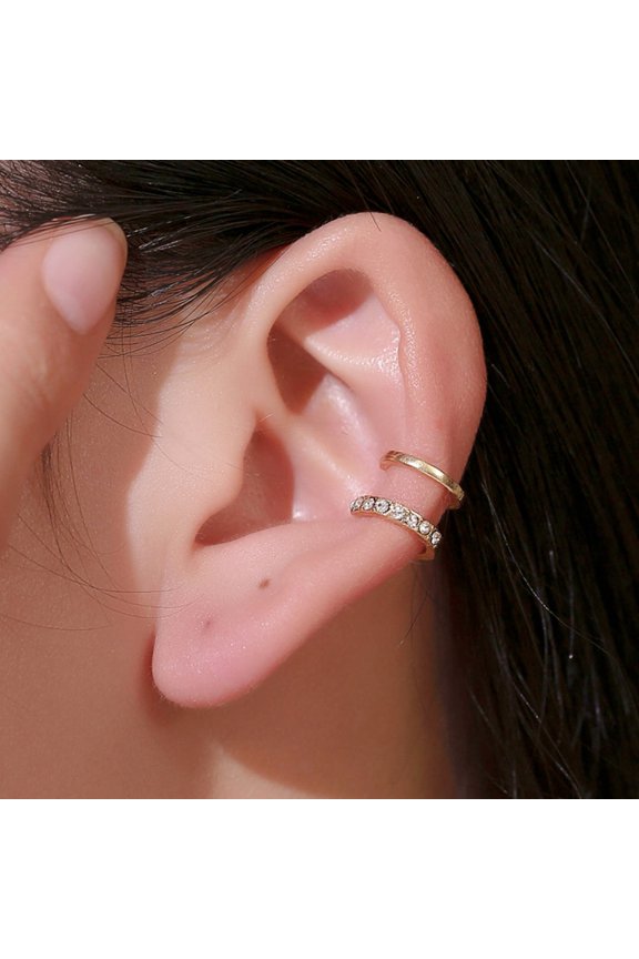 1Pc Exquisite Double U-shaped No Piercing Rhinestone Ear Cuff Ear Clip Jewelry Accessory
