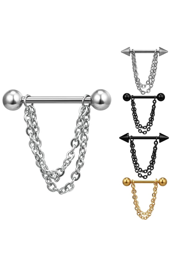 1Pc Fashion Multilayer Chain Drop Nipple Bar Ring Barbell Body Piercing Jewelry