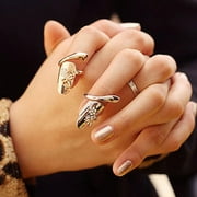 SmartBy 1Pc Finger Nail Ring Polishing Rhinestone Alloy Alloy Finger Nails Ring for Party