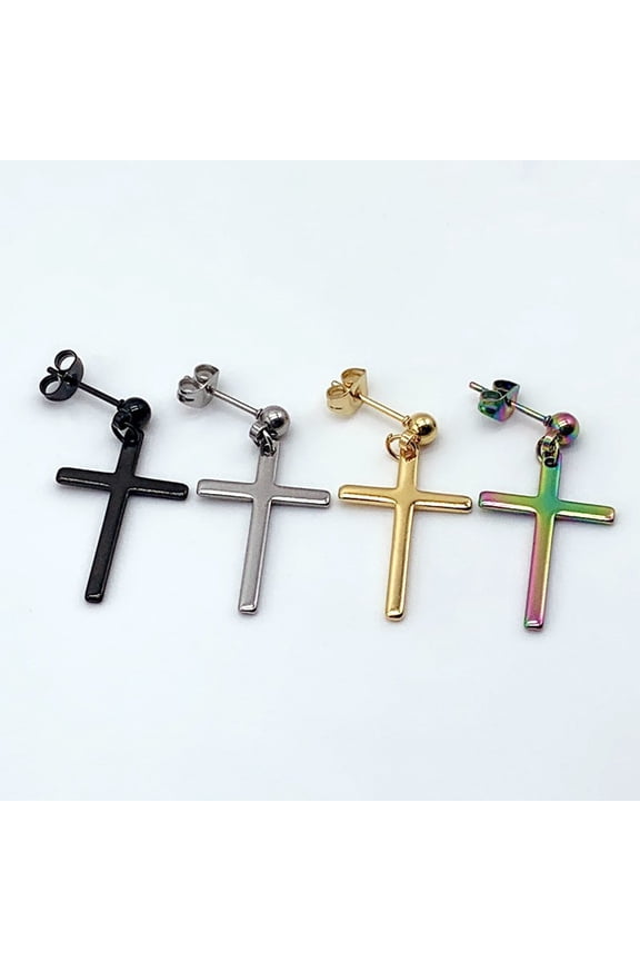 1Pc Punk Men Women Stainless Steel Cross Dangle Ear Stud Earring Party Jewelry