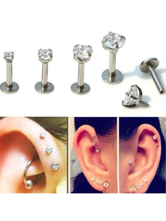 1Pc Unisex Cubic Zirconia Labret Lip Ring Ear Stud Piercing Tragus Helix Jewelry