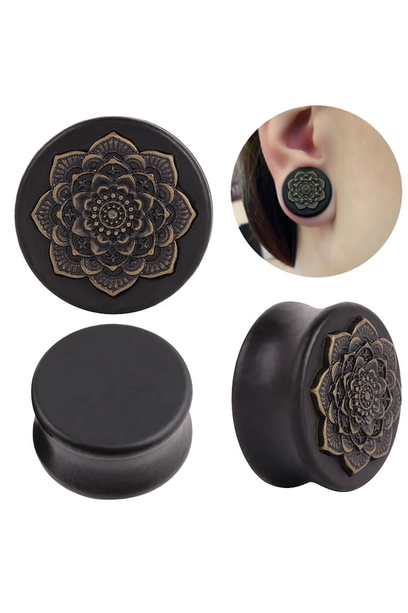 1Pc Vintage Lady Mandala Flower Double Flared Ear Expander Plug Piercing Jewelry