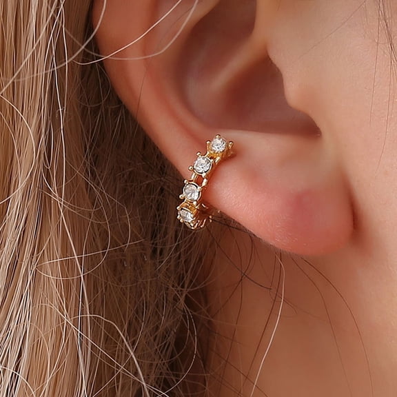 SmartBy 1Pc Women Fashion Rhinestone Ear Clip on Cuff Earrings Non-Piercing Jewelry