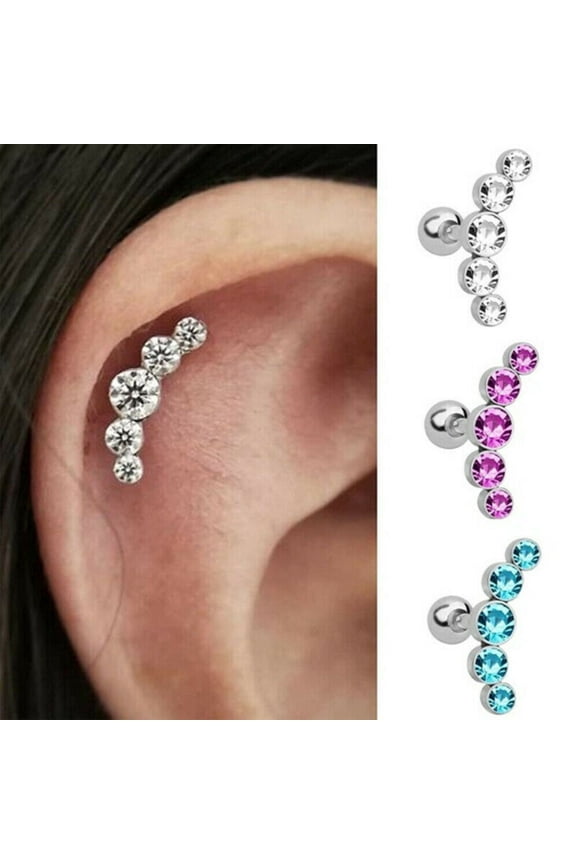 1Pc Women Rhinestone Cartilage Helix Tragus Ear Stud Earring Piercing Jewelry