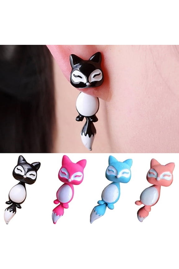 1Pc Women's Chic Cute 3D Fox Ear Stud Gift Party Lovely Cartoon Animal Earring