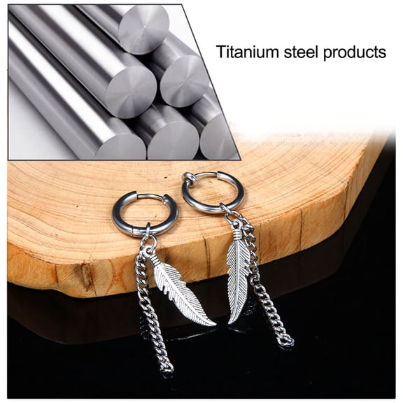 SmartBy 1Pcs Fashion Long Chain Ear Clip Stainless Steel Piercing Loop Hoop Earring for Men