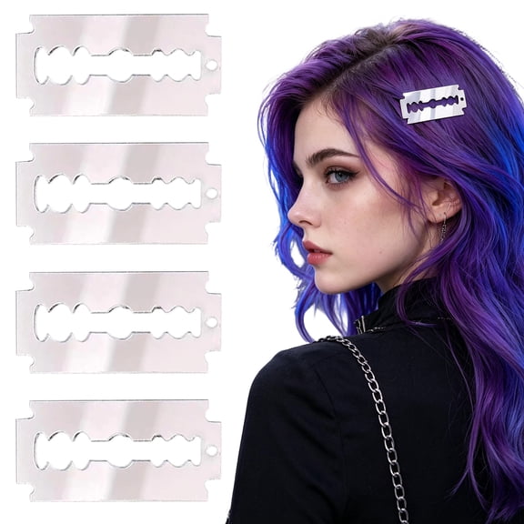 SmartBy 2/3/4Pcs Hair Pins, Gothic Style Razor Design Hairpins, Hair Clips for Bangs Side Hair, Halloween Cosplay Punk Accessories