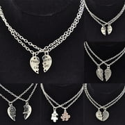 SmartBy 2 Pcs Fashion Best Friends Love Heart Pendant Couple Chain Necklace Jewelry Gift