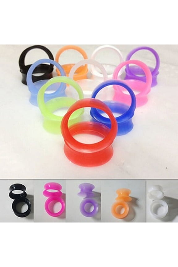 2 Pcs Soft Silicone Ear Flesh Tunnels Plug Stretcher Piercing Gauge Earrings