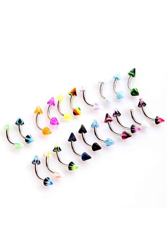 20 Pcs Stainless Steel Ball Barbell Curved Eyebrow Rings Bar Tragus Ear Piercing