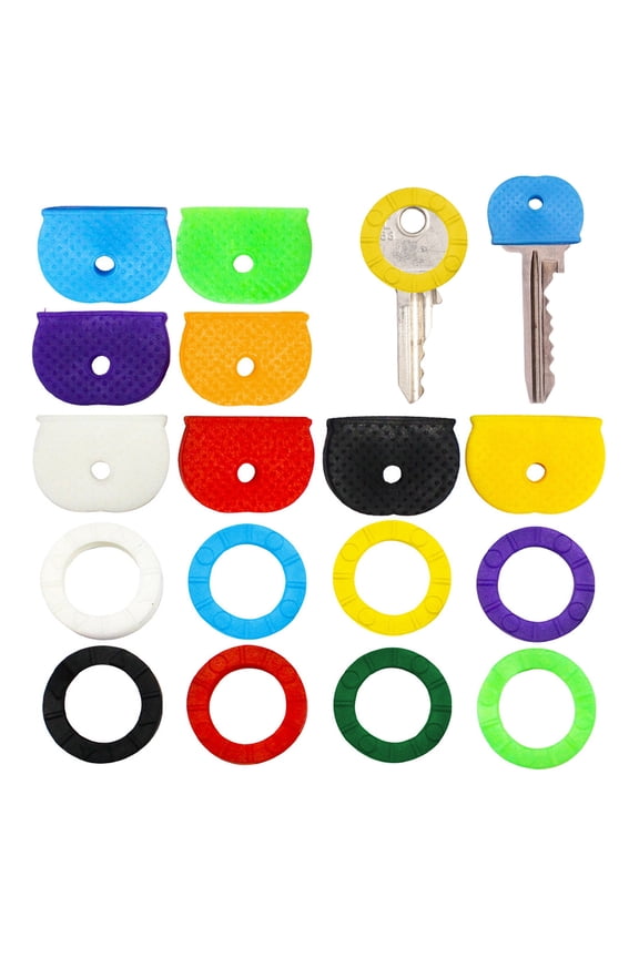 24/32/40 Pcs Colored Key Caps Flexible Round Rubber Key Covers Semi-circular Key Tags Identifiers for House Keys Non Odd-Shaped Keys