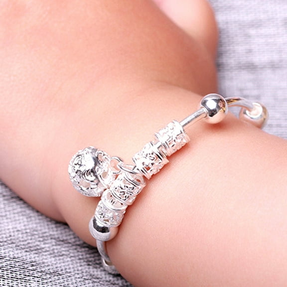 SmartBy 2Pcs Adjustable Infant Baby Embossing Bell Bangle Hand Bracelet Jewelry Gift