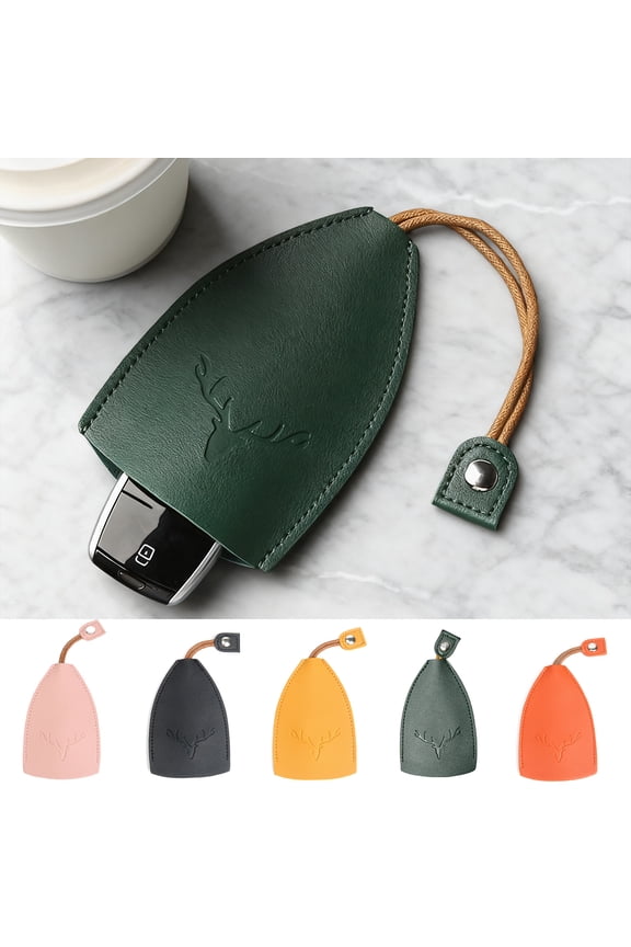 2Pcs Key Holder Pull-Out Key Case Protective Keychain Pendant Faux Leather Hidden Key Chain Deer Pattern Key Sleeve Bag