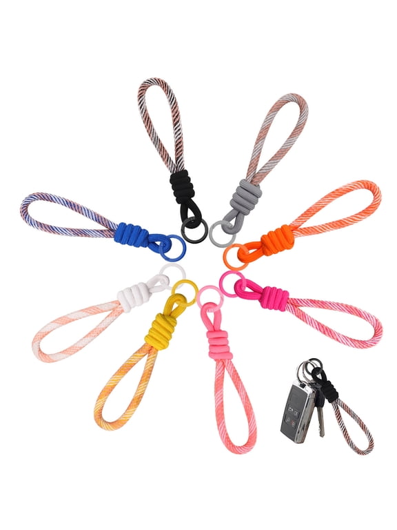 2Pcs Keychain Lanyard Two-Color Design Braided Rope Wrist Strap with Hanging Ring Keys Phone Bag Decor DIY Accessories