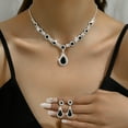 thumbnail image 1 of SmartBy 2Pcs/Set Elegant Bridal Jewelry Set Waterdrop Shape Stunning Rhinestones Necklace Dangle Earrings Set, 1 of 8