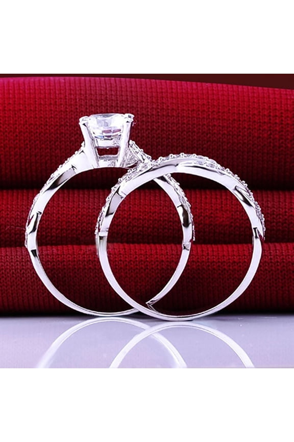 2Pcs/Set Women Ring Cross Design Decorative Jewelry Accessories Rhinestone Inlaid Ring for Wedding