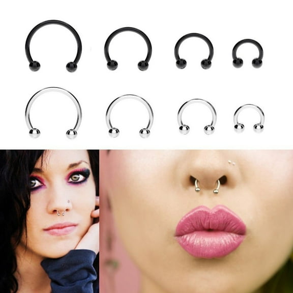 SmartBy 2Pcs Stainless Steel Horseshoe Shape Hoop Nose Ring Earring Studs Body Piercing