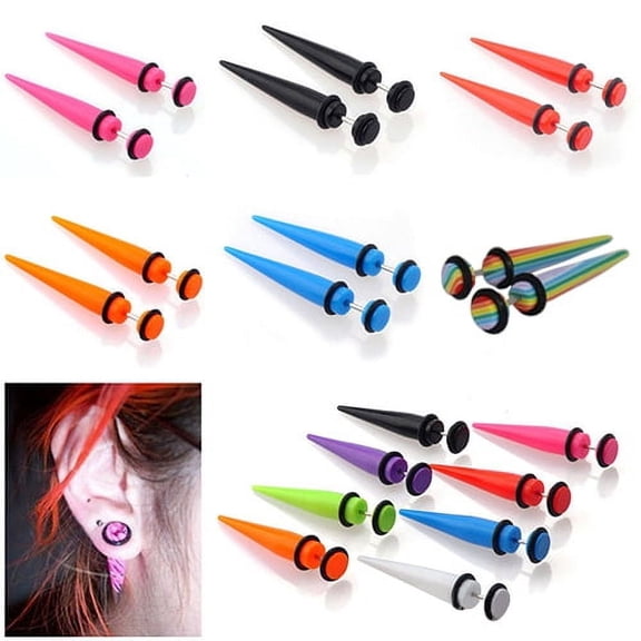 SmartBy 2Pcs Unisex Punk Ear Fake Cheater Stretcher Rivet Taper Plug Tunnel Gauges