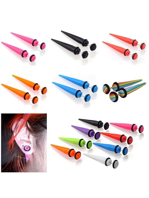 2Pcs Unisex Punk Ear Fake Cheater Stretcher Rivet Taper Plug Tunnel Gauges