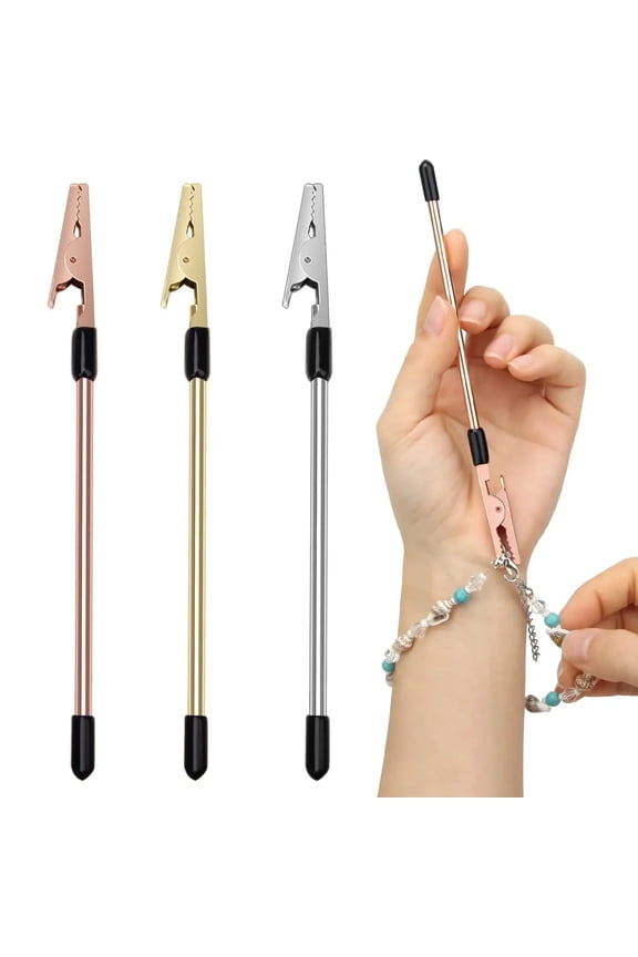 3 Pcs Bracelet Fastener Helper Clip Portable Bracelet Clasp Helper Tool Chain Bracelet Necklaces Assistance Tool for Easy Clasp Jewelry Fastening