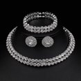 thumbnail image 1 of SmartBy 3 Pcs/Set Women Jewelry Set Rhinestone Double-layered Floral Decor Necklace Earrings Bracelet Set Adjustable Length Bride Wedding Jewelry for Prom Banquet, 1 of 6