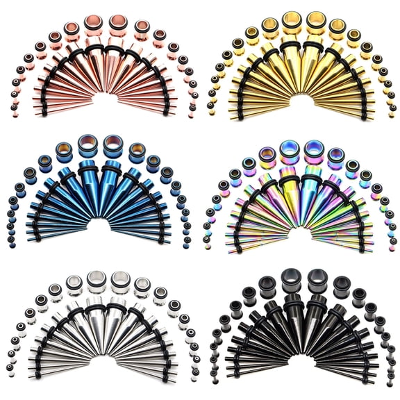 SmartBy 36Pcs Stainless Steel Pointed Cone Stretching Ear Tunnel Plugs Tapers Jewelry