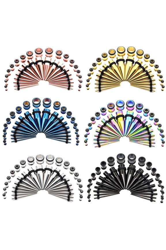 36Pcs Stainless Steel Pointed Cone Stretching Ear Tunnel Plugs Tapers Jewelry