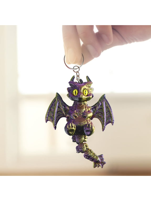 3D Printed Keychain Dragon Winged Design Keyring with Moving Tail Bags Luggage Schoolbags Car Interiors