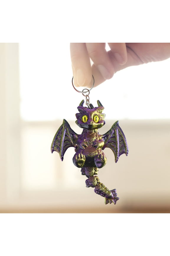 3D Printed Keychain Dragon Winged Design Keyring with Moving Tail Bags Luggage Schoolbags Car Interiors