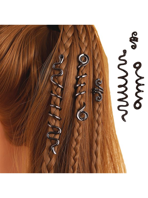 3Pcs Braid Hair Accessories, Spiral Metal Hair Cuffs for Braids Dreadlocks, Ethnic Style Multiple Sizes Anti-slip Hair Styling Tool