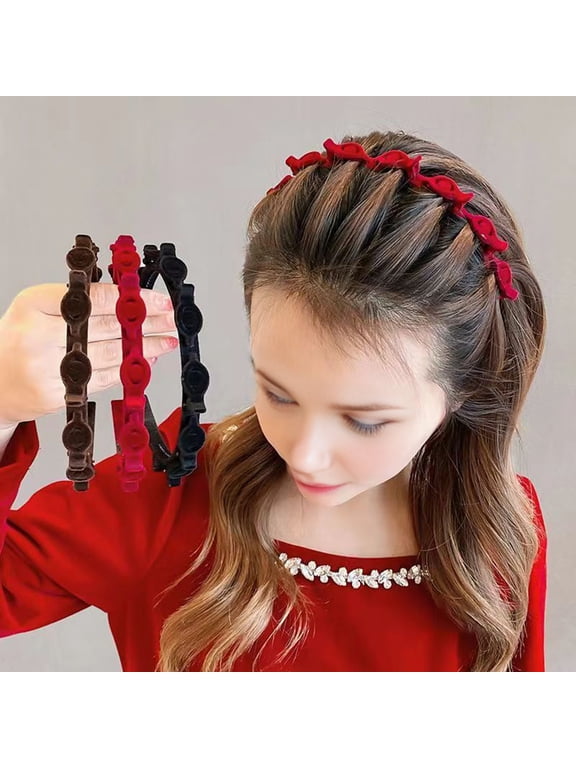 3Pcs Braided Headband with 8 Clips Each Multi-Tooth Layered Design Hair Hoop Women Girls Easy Styling Hair Accessories