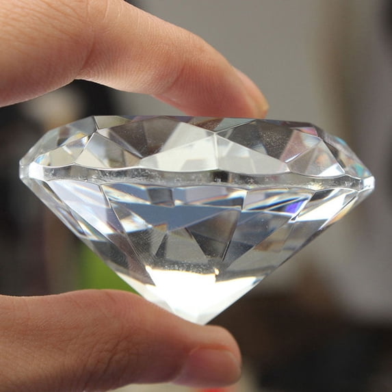 SmartBy 40mm Clear Paperweight Faceted Cut Glass Giant Artificial Diamond Jewelry Decor