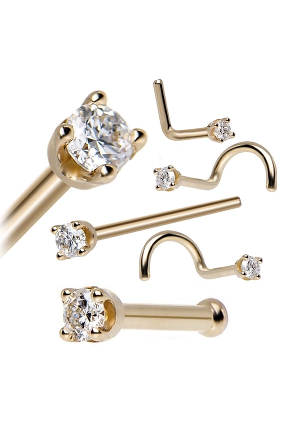 5Pcs/Set Cubic Zirconia Nose Stud Button Rings Women Body Piercing Jewelries