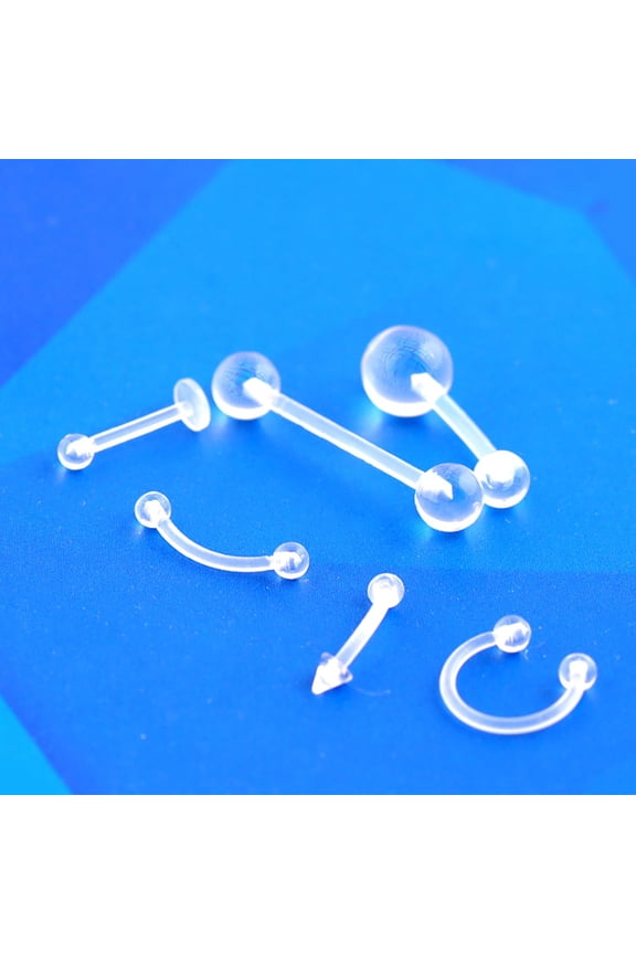 6/9Pcs Clear Unisex Belly Button Rings Set Navel Barbell Eyebrow Tongue Lip Bar