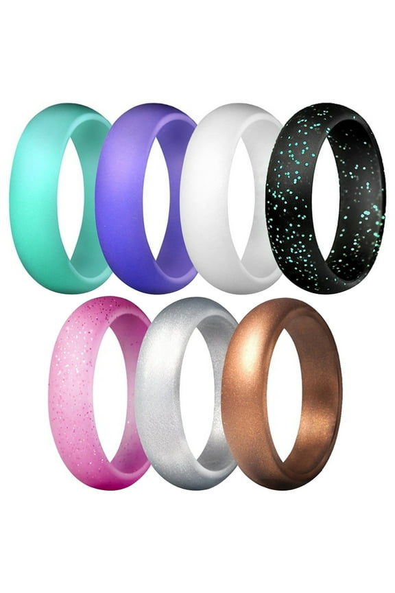 7Pcs/Set Multi Color Fashion Silicone Finger Ring Couple Lover Jewelry Gift