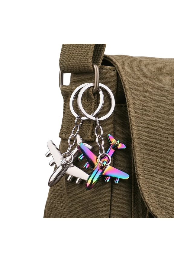 Aircraft Keychain Alloy Mini Plane Model Electroplated Key Ring with Chain Buckle for Travel Aviation Souvenir