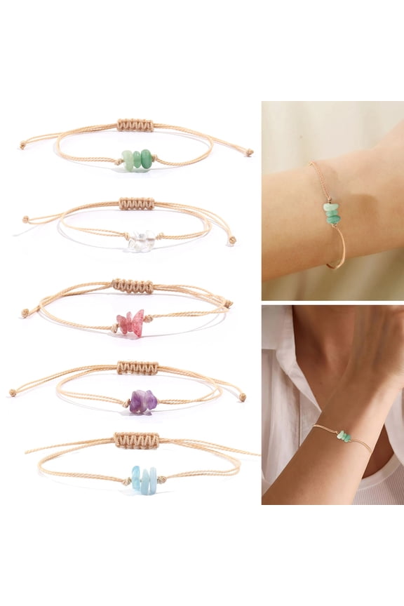 Artificial Crystal Braided Bracelet Handcrafted Adjustable String Rope Bracelet Boho Summer Bracelet Gift for Friends Men Women