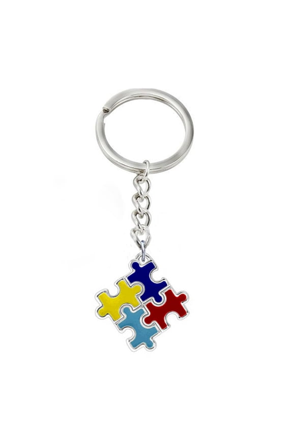 Autism Awareness Colorful Puzzle Piece Charm Keychain Car Key Ring Unisex Gift