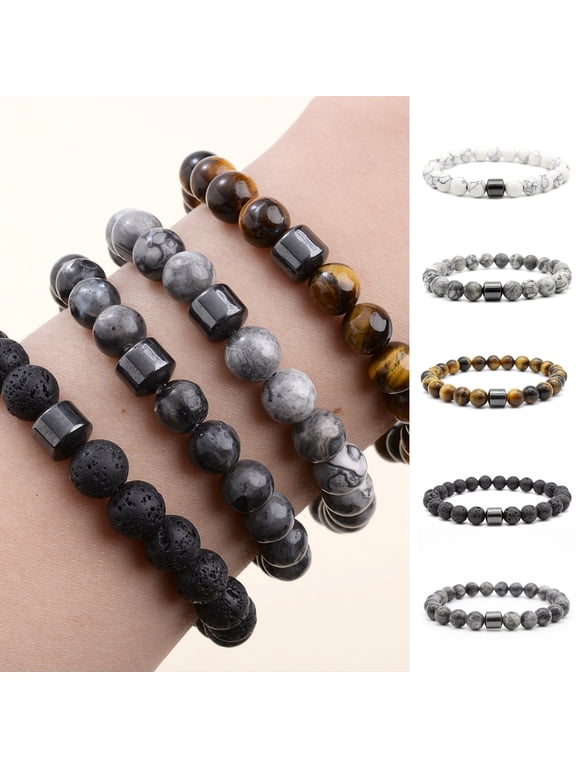 Beaded Bracelet Magnetic Decorative Elastic Rope Stretch All-match Stress Relief Gift 8mm Natural Faux Stone Tiger Eye Beads Healing Bracelet for Daily Life