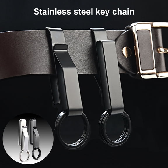 SmartBy Belt Loop Keychain Clip Double Side Quick Release Anti-lost Anti-slip Stainless Key Holder with Detachable Key Ring
