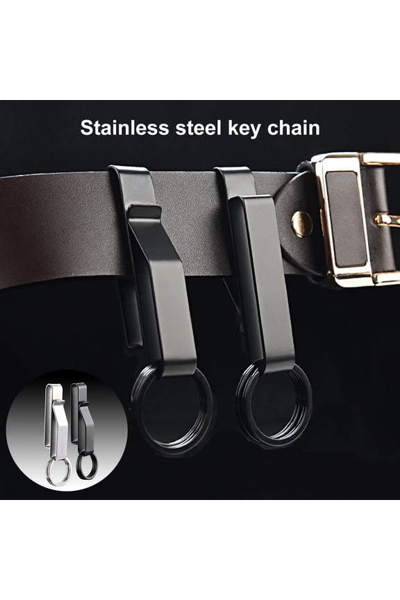 Belt Loop Keychain Clip Double Side Quick Release Anti-lost Anti-slip Stainless Key Holder with Detachable Key Ring