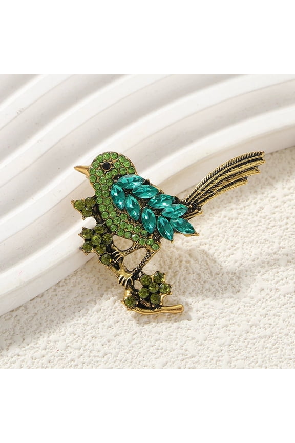 Bird Shape Brooch Sparkling Faux Crystals Magpies Lapel Pin Retro Noble Bird Scarf Brooch Wedding Jewelry Gift