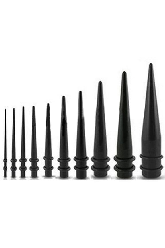 Black Straight Acrylic Cone Shape Ear Expander Stretcher Taper Plug Device