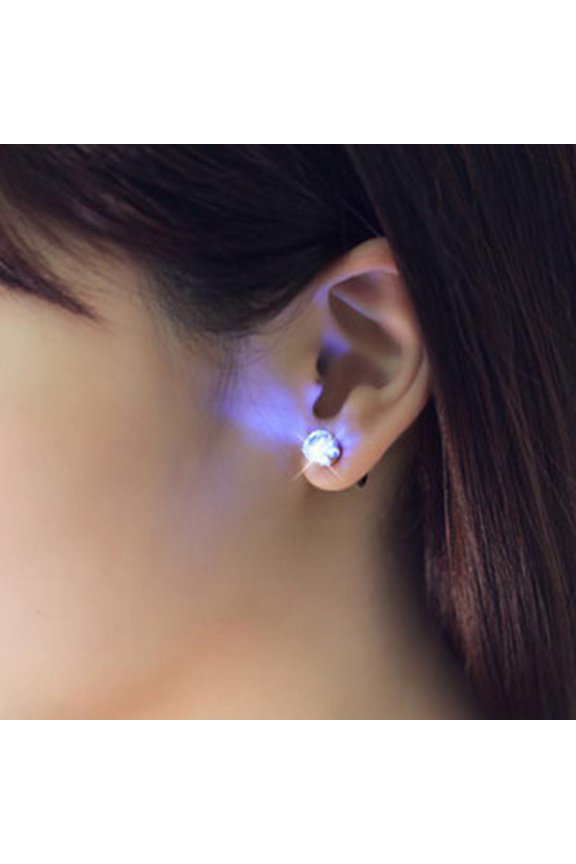 Blinking LED Light Rhinestone Ear Studs Party Festival Earrings Women Jewelry