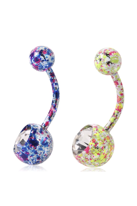 Body Piercing Jewelry Crystal Rhinestone Floral Dangle Button Belly Navel Ring Bar