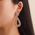thumbnail image 1 of SmartBy Bohemia Women Geometric Emboss Hollow Teardrop Dangle Stud Earrings Jewelry Gift, 1 of 7