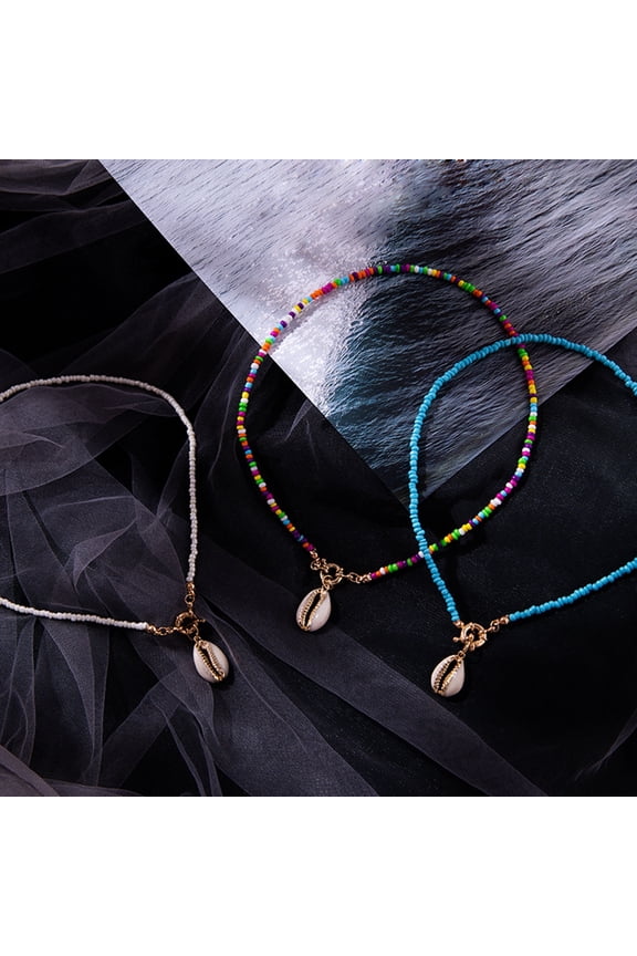 Bohemian Beach Cowrie Sea Shell Pendant Women Beaded Chain Necklace Jewelry