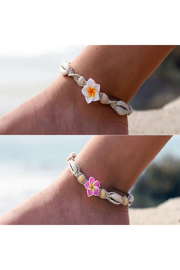 Bohemian Woven Shell Flower Ankle Bracelet Handmade Women Beach Foot Jewelry
